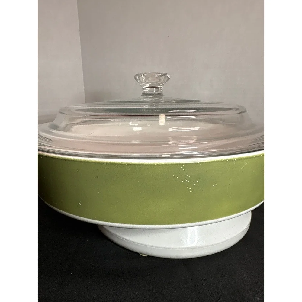 Vintage Corning Ware F-77-B 10 INCH Avocado Green Casserole Dish with Lid USA‎